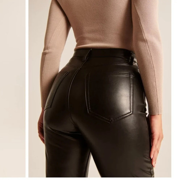 Abercrombie & Fitch Curve Love Vegan Leather 90s  Straight Pant NWT Size 30/10 - Picture 2 of 11